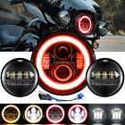 7" LED Headlight Red Angel Eye 4.5" Fog Lamp For Harley Electra Glide Road King