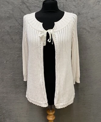 Cardigã Noa Noa malha uniforme tamanho grande creme - Imagem 1 de 4