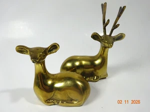 Vintage Messing Rentier Figuren klein Weihnachten 2er Set Me in Korea - Bild 1 von 9