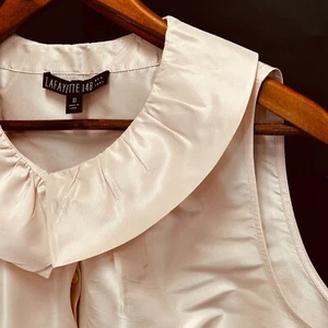 Lafayette 148 New York Silk Ruffle Top Size 10 Cream Sleeveless - Picture 1 of 11