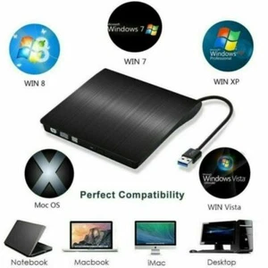 Slim Drive Disc Player External DVD Burner CD RW Writer Laptop Desktop USB 3.0 - Picture 1 of 12
