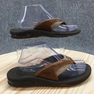 Reef Sandals Mens 7 Womens 14 Flip Flop Flats Casual Brown Leather Slip On - Picture 1 of 17