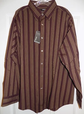 NWT Murano men's XL Modern Comfort burgundy stripe button front shirt - Image 1 of 4