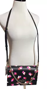 KATE SPADE CARSON CONVERTIBLE CHAIN CROSSBODY SHOULDER BAG HEARTS RED PINK BLACK - Picture 1 of 7