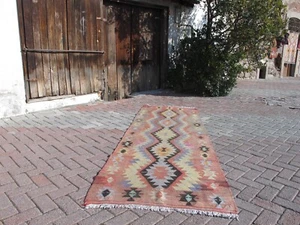 Vintage Kelim Läufer Teppich 3x9 Dekor Wolle Pastell Verblasst Kelim Flurteppich - Bild 1 von 12
