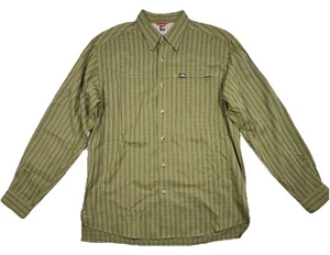 THE NORTH FACE Mens M Green Stripe Trail Shirt Roll-Tab Sleeve Lightweight - Picture 1 of 10