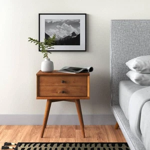 Camaflexi Mid-Century 2-Drawer Castanho Nightstand - Picture 1 of 7