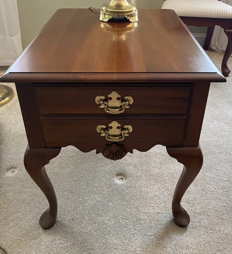 Queen Ann-style Solid Cherry rectangular side table - Image 1 of 1