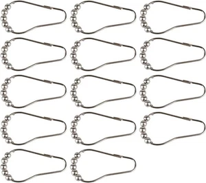 14pcs Stainless Steel Shower Curtain Hooks Rust-Resistant Chrome Roller Balls - Picture 1 of 5