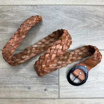 B-LOW THE BELT Cinturón Trenzado Cuero Marrón Mujer Negro Hebilla Boho Western Foto 1 de 4