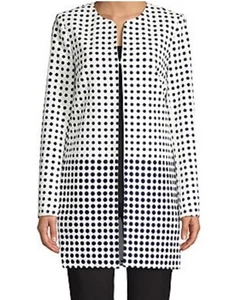 Chaqueta Blazer Karl Lagerfeld Paris Negra Blanca Lunares Frente Abierto Grande - Imagen 1 de 5