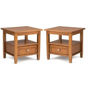 Home Square 2-Piece Wood 20" Rectangle Transitional End Side Table Set - Picture 1 of 9