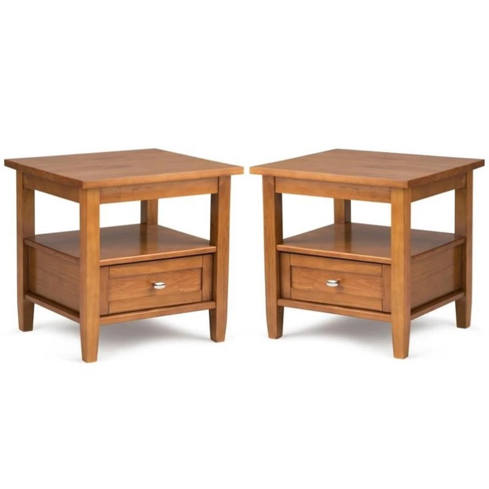 Home Square 2-Piece Wood 20" Rectangle Transitional End Side Table Set - Image 1 of 4