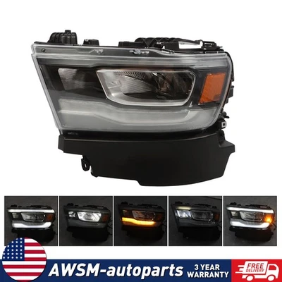 LH Driver Side For 2019 2020 2021 2022 2023 Dodge Ram 1500 Headlight LED DRL - Image 1 of 4