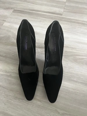 Tacones de gamuza negros vintage Ralph Lauren Purple Label Collection 9,5 Foto 1 de 3
