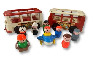 Vintage Fisher-Price Little People Lot Figuren Menschen Hund & Minibus - Bild 1 von 6