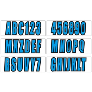 Custom boat registration numbers Decal Sticker 4 sets of A-Z 4 sets of 0-9 Blue - Picture 1 of 10