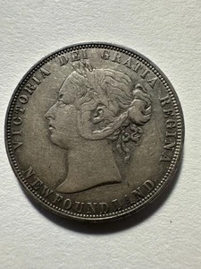 1874 Newfoundland 50 Cents 50C Half Dollar Silver Coin - Picture 1 of 2