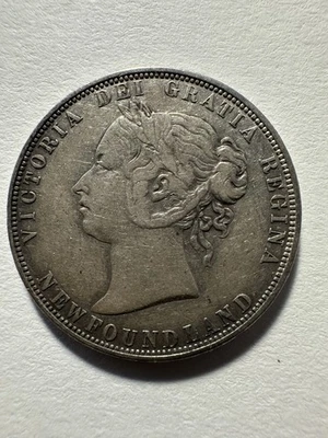 1874 Newfoundland 50 Cents 50C Half Dollar Silver Coin - Image 1 of 2