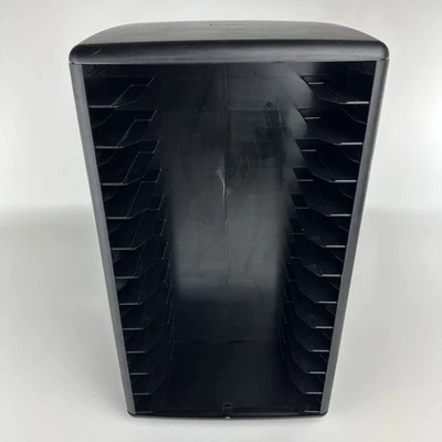 Vintage LASERLINE 24 VHS VCR Tape Spinning Storage Tower Black Video Tape Holder - Image 1 of 4