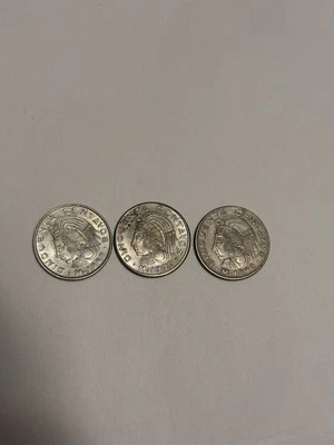 Lote de 3 lindas moedas mexicanas 1968 e 2x1970 México 50 centavos KM 451 - Imagem 1 de 4