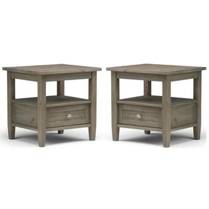 Home Square 2-Piece Wood 20" Rectangle Transitional End Side Table Set in Gray - Picture 1 of 6