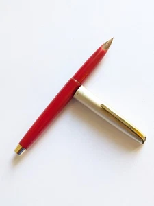 vtg Red Bc Platinum Fountain Pen - 14k F Flex Nib - Picture 1 of 5