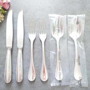 Christofle Perles Standard Knife Fork Spoon 6pcs Flatware Silverplate Excellent - Picture 1 of 19