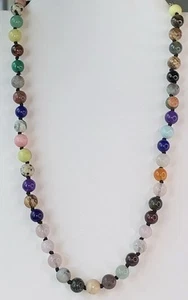Rainbow Stone Necklace-Quartz,Jasper,Unikite,Rhodonite,Onyx,Lapis,TigerEye,+ - Picture 1 of 7