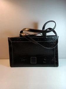Borsa a tracolla Liz Claiborne ecopelle coccodrillo nero doppio manico  - Foto 1 di 24