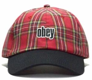 Obey DAYTON Mens 100% Cotton Adjustable Buckle Hat Red Multi NEW - Picture 1 of 1