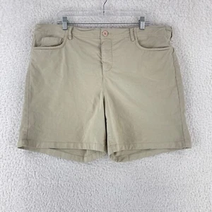 NYDJ Beige Khaki Chino Short Womens Casual Summer Flat Front Size 16 - Picture 1 of 12