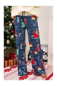 Women Christmas Straight Leg Pants - Picture 1 of 14
