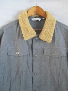 Peter Millar EUC gray Mountainside Flannel sherpa collar jean jacket Large - Picture 1 of 8