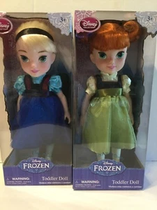New Disney Store Frozen Toddler Dolls Set 2 Elsa and Anna Toddler 16" - Picture 1 of 9