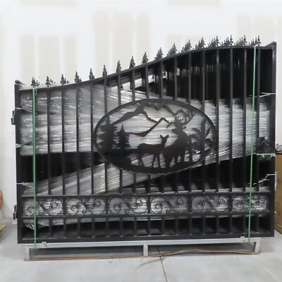 Greatbear 20 pies. Cerca de puerta de hierro forjado doble oscilación bipartida, acero ciervo ciervo Foto 1 de 4