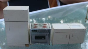 Vintage Hall's Dollhouse Kichen 3 Pieces Solid Wood - Picture 1 of 4