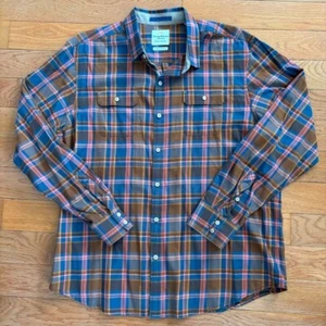 Tommy Bahama Island Modern Fit Button-Down Shirt Mens XL Plaid Brown Blue Pink - Picture 1 of 7