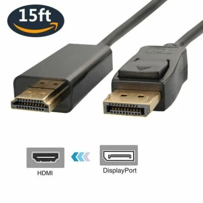 15FT Display port to HDMI Displayport DP to HDMI Cable Adapter Port to hdmi cord - Image 1 of 4