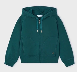 MAYORAL Hoodie Cropped Knit Zip Jacket-Teal-NWT Girls 8 - Picture 1 of 2