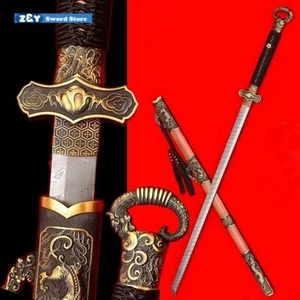 Drehbarer gefalteter Stahl scharfer Tang Dao Messing, Palisander chinesisches Breitschwert Schwert - Bild 1 von 10