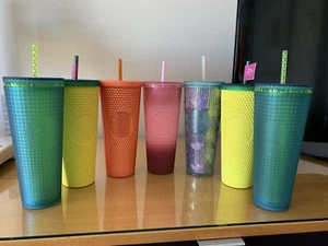 LOT OF 7 NEW STARBUCKS 2022 EDITION STUDDED TUMBLERs 24oz CHRISTMAS 2022 - Picture 1 of 3