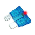 15A LED STANDARD BLADE Fuse Car Auto 15 Amp Glows when it Bows ATO - Pack of 10