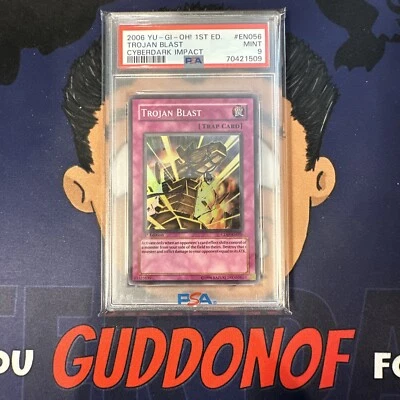 PSA 9 MINT 2006 YU-GI-Oh! Cyberdark Impact TROJAN BLAST EN056 1st Edition - Image 1 of 3