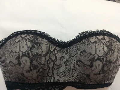   Sujetador sin marca talla it 2b us 32b eu 70b acolchado inalámbrico negro gris sin tirantes Foto 1 de 3