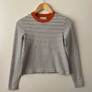 COS Striped Top Size XS Black White Long Sleeved Cotton T-Shirt Nautical Women - Picture 1 of 11