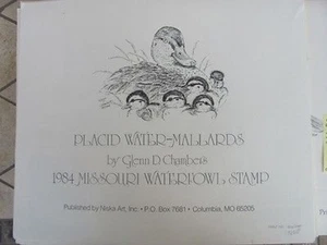 MO6  1984  Missouri State Duck Stamp Print  w/ stamp,folio & COA     MO6WH10 DSS - Picture 1 of 2