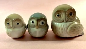 OTAGIRI Family of OWL Figurines Mama & Two Babies; Ceramic Japan - Picture 1 of 9