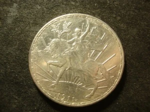 1911 AU BU Bold Mexico Silver Peso Caballito Long Ray Nice Looking Coin - Picture 1 of 2