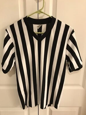 Camisa a Rayas McDavid Árbitro Negra Blanca Pequeña Silbato Lazo Pull Over V Cuello Foto 1 de 4